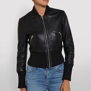 Maje bomber leather jacket